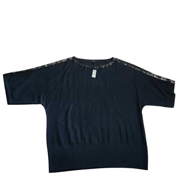 Talbots Sweater Sequins Womens 3XL Plus Short Sleeve Careerwear Black Bling - Picture 2 of 5